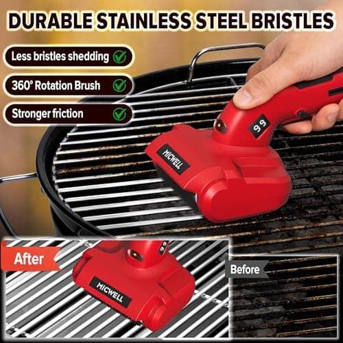 Electric Grill Brush and Ice Scraper Brush, BBQ Grill Brush for Outdoor Grill with LED Light, Rechargeable Bristle Stainless Steel Grill Cleaning Brush - Thumbnail 3