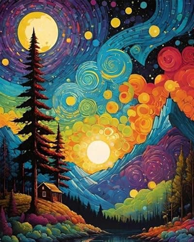 ijbnhd Paint By Numbers Kit for Adults, Van Gogh Paint By Number Kits for Beginner Moon On Canvas Adults' Paint-By-Number Kits for Gift Home Wall Decor 16x20 Inch - Image 1