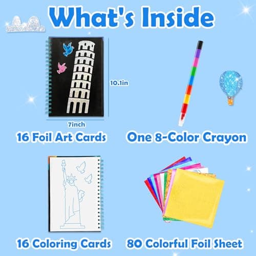 FUNNYB&G Foil Art Crafts for Kids Ages 4-8: Mother's Day 2026, Birthday Gift for Kids, Art and Crafts Supplies, Party Favors, Creative Toys for Kids 4 5 6 7 8 9 Years Old(Buildings) - Thumbnail 5