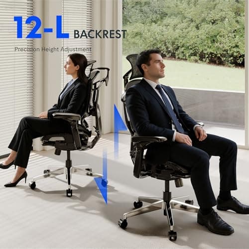 FLEXISPOT ErgoX-PRO Ergonomic Office Chair Black – Cloudtech Cushion, 5D Lumbar, 7D Armrests, 4D Headrest, 551LBS Capacity – Office, Gaming, Home - Thumbnail 6