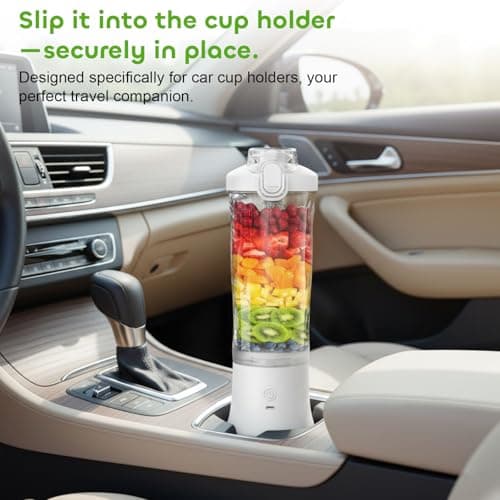 UOEPOWA Portable Juicer 20oz, USB-C Fast Charging Personal Smoothie Maker | Electric Blender Cup Crushes Ice for Protein Shakes and Juices | Mini Travel/Gym/Office/Kitchen/Outdoor (White) - Thumbnail 6