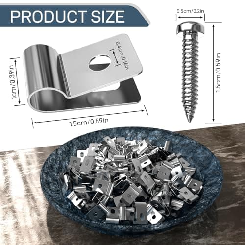 DfuGift [with 100 Screws] 100 Pack Stainless Steel Wire Fence Clips, Heavy Duty Fencing Mounting Fasteners for 12-16 Gauge Welded Wire, Rust-Resistant Clips for Wood, Metal or Vinyl Posts - Thumbnail 2