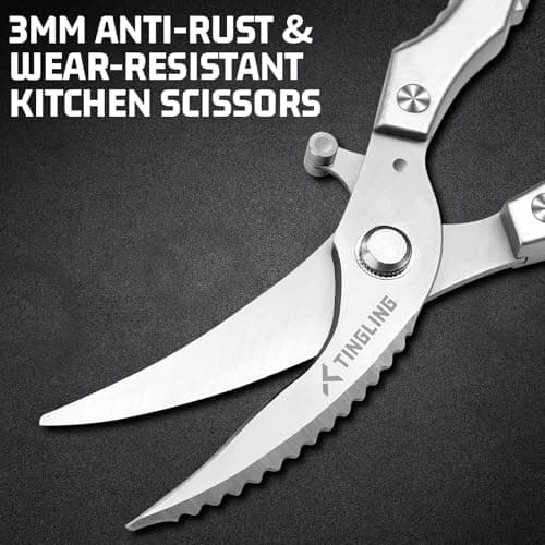 Kitchen Scissors for Food All Purpose: Heavy Duty Poultry Shears for Chicken Bone and Meat, Stainless Steel Cooking Scissors - Thumbnail 5