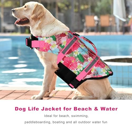 Doglay Dog Life Jacket, Dog Life Vest for Swimming Boating, Adjustable Puppy Life Jacket with Reflective Stripes, Superior Buoyancy Pet Swimming Vest for Small Medium and Large Dogs - Thumbnail 3