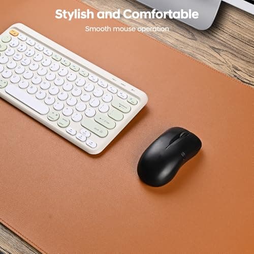 Yuwiiuuo Leather Desk Pad Protector, Office Desk Mat, Large Mouse Pad, Non-Slip PU Leather Desk Blotter, Waterproof Computer Desk Writing Pad for Office and Home (Brown, 31.5" x 15.7") - Thumbnail 4