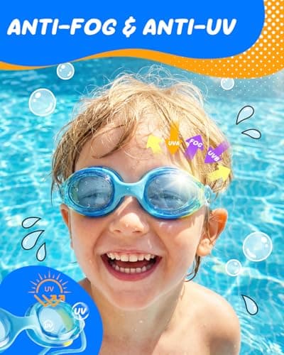 Aegend Swim Goggles for Kids Age 3-8 (Blue & Green) - Thumbnail 4
