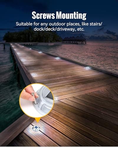 Solar Driveway Lights Dock Lights Waterproof 4 Pack, 2 Colors in 1, LED Solar Deck Lights for Outside, Solar Powered Ground Lights for Warning Driveway Stair Step Pathway(Blue & White) - Thumbnail 6