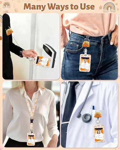 JroyJoy ID Badge Holder with Lanyard & Heavy-Duty Retractable Reel – Bohemian Design, Infused with Nature & Freedom, School ID Badge, Name Card, Work ID for Nurses, Teachers, Students, Workers - Thumbnail 2