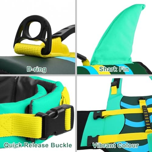 Fragralley Shark Dog Life Jacket, High Buoyancy with Tear-Resistant Nylon, Dog Float Vest for Swimming and Boating, Pet Life Preserver for Small Medium Large Dogs (PFD) - Thumbnail 6