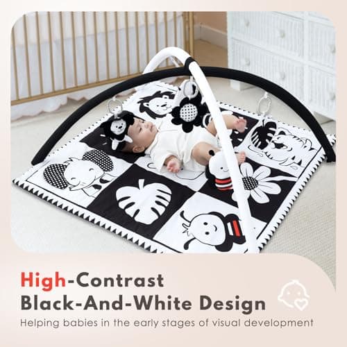 Lovvie & Joy Baby Play Activity Gym Tummy Time Mat for Infant,Baby Gyms & Playmats for Babies 0 to 3 6 9 12 Months with 5 Toys for Early Sensory Exploration and Motor Skill Development - Thumbnail 2