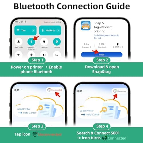 ORGSTA S001 Label Maker Machine with Tape, Portable Bluetooth Label Maker for Home and Office Organization, Thermal Label Printer Mini Sticker Maker with Multiple Templates, Green - Thumbnail 3