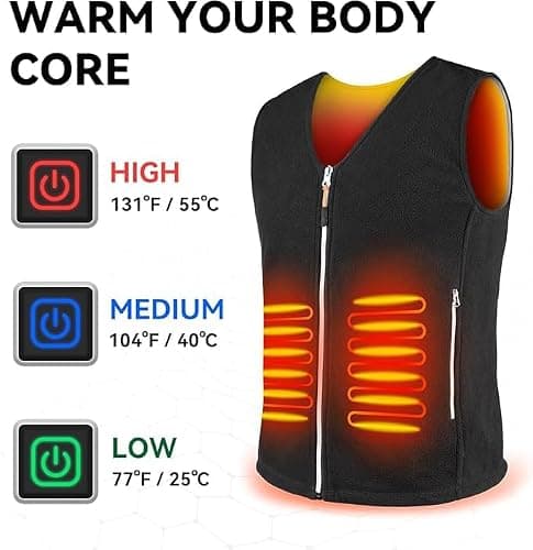 Warm Storm Heated Vest Polar Fleece for Men Women,Heated Jacket with 3 Heat Levels, 5 Heating Zones, Heated by USB Mobile Power (Battery Not Included) (XXXL) - Thumbnail 3