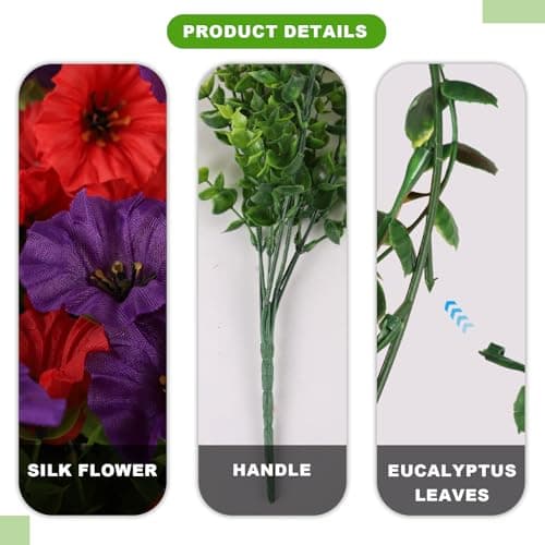 ADXORA 12 Bundles Morning Glory Artificial Flowers for Outdoor Decoration UV Resistant Fake Plastic Plants Artificial Greenery for Indoor Outdoor Garden Patio Window Box Home Decor - Thumbnail 3