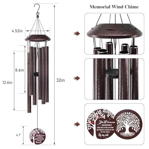 Howarmer Memorial Gifts for Loss of Mom/Dad - 32" Cardinal Sympathy Wind Chimes with Tree of Life - Bereavement Remembrance Condolence Gifts for Loss of Loved One -Memorial Chimes for Outside Garden - Thumbnail 2