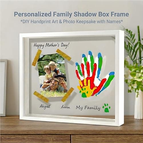 Hzorille Horizontal White Family Handprint Kit 3D Frame New Parents Gift - Thumbnail 3