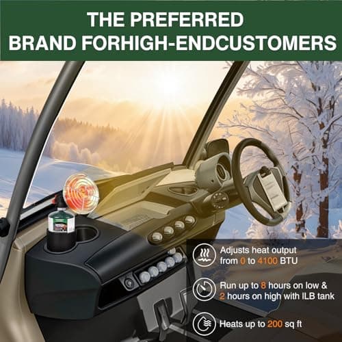 KOMAN Golf Cart Heater,Outdoor Propane Heater with Golf Cart Cup Holder,Self Ignition Safe Cordless Golf Cart Accessories for Most Golf Cart EZGO, Yamaha, Club Car(Fuel not inculded) - Thumbnail 4