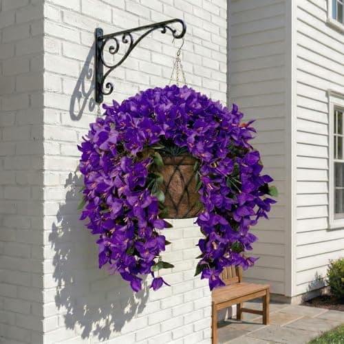 capirosa Artificial Flowers for Outdoors Fake Purple Bougainvillea Hanging Flower Decoration, 2Pcs Realistic Faux Silk Plants Long Trailing Vines, Spring Decor for Porch Patio Balcony Planter Yard - Thumbnail 2