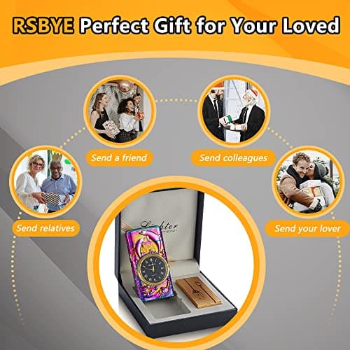 RSBYE Watch Lighter, Electric Dual Arc Plasma Lighter with Clock, Flashlight and USB Rechargeable Battery for Candles, Incense, Camping, Gift for Women and Men (Dolphin Mutil) - Thumbnail 6