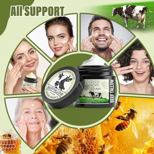 MINIBIRD Beef Tallow for Skin, Whipped Tallow and Honey Balm Cream, 100% Organic Grass-Fed Beef Tallow for Face, Tallow Face Moisturizer Body Lotion with Raw Honey, Unscented - Thumbnail 5