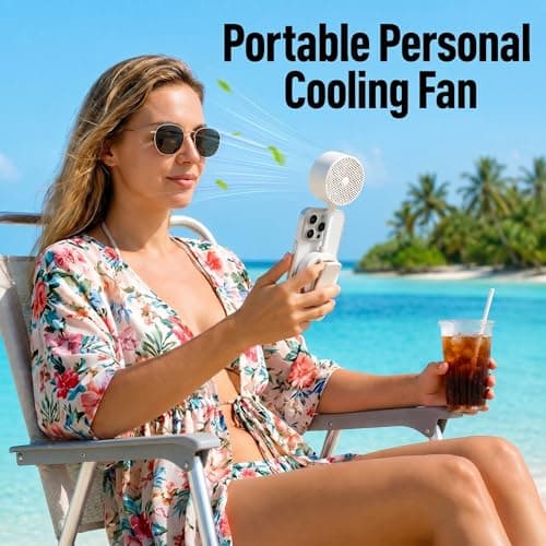 Magnetic Phone Clip Fan, Portable USB Rechargeable Personal Fan with 360° Flexible Gooseneck, 3 Speed Adjustable & Ultra-Wide Airflow, for iPhone, Stroller, Office, Desktop & Outdoor Travel (White) - Thumbnail 3