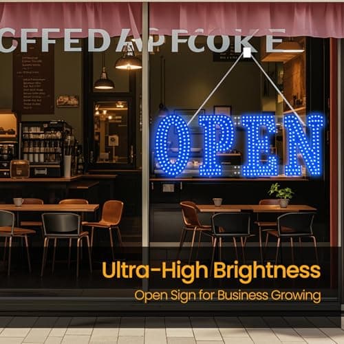 LED Open Signs for Business 30"x10" Dimmable 7 Color Bright Business Open Sign with Hanging Installation for Window Stores, Hotel, Store, Bar, Retail Shop, Salon, Restaurant - Thumbnail 4