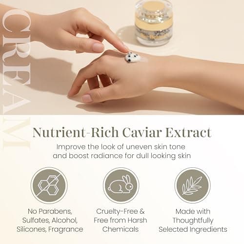 Bio Beauties Caviar Face & Neck Cream – Anti-Aging Moisturizer with Hyaluronic Acid, Squalane & Niacinamide – Marine Collagen and CoQ10 (Ubiquinone) – Hydrating, Firming & Smoothing – All Skin Types - Thumbnail 6