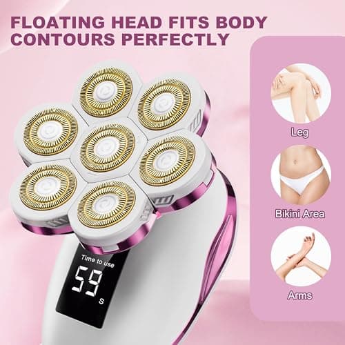 Electric Razors for Women Legs: 120 Minutes Long Time Use Rechargeable Electric Shaver for Women - IPX7 Waterproof Wet Dry Dual Purpose Hair Remover - Trimmer for Lady Face Public - Thumbnail 2