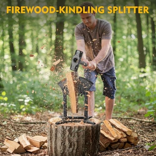 BAYQISI Kindling Splitter for Wood,One-Piece Molding Cast Iron Log Splitter,Manual Wood Splitter with 3 Lbs Sledge Hammer,Firewood Splitter Tool（Medium-Sized） - Thumbnail 3