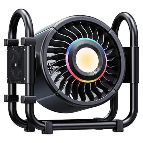 Nauttxon Oscillating Camping Fan Rechargeable - 16000mAh Battery Powered Fan with 6 Winds Night & RGB Ambient Light Digital Display 120° Vertical & horizontal Rotation for Camping Tent Fishing Outdoor - Image 1