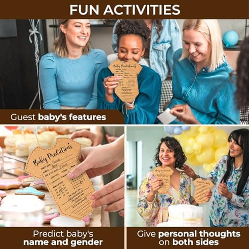 WOODAMORE Baby Prediction and Advice Cards - Well Wishes Cards for Baby Shower Decorations Gender Neutral, Hilarious Babies Shower Games Activities - Thumbnail 4