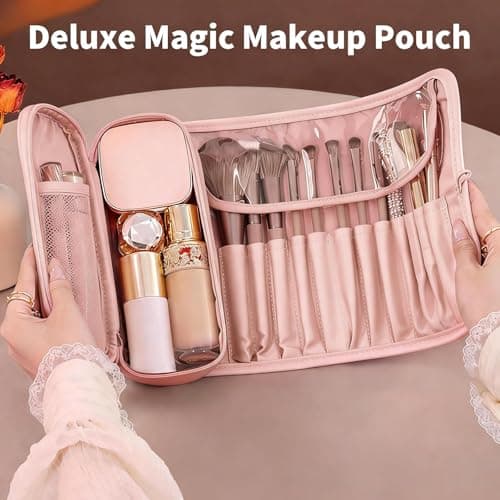 Cosmetic Bag,Portable Toiletry Bag for Women,Travel Makeup Case,Waterproof Makeup Organizer Pouch(Pink) - Thumbnail 6