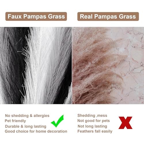 Acfruits Black&White&Gray Pampas Grass Small, 30 Pcs 17" Faux Pampas Grass Short Decor, Pompas Grass Flower Arrangement and Vase Filler for Boho Home Wedding Decoration - Thumbnail 4