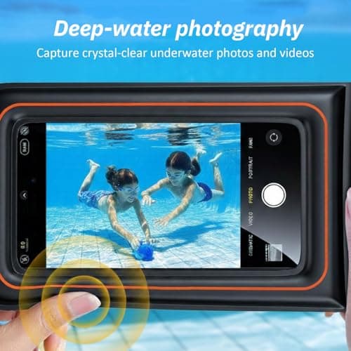 UOEPOWA Floating Waterproof Phone Case (2-Pack) - IP68-Rated Waterproof with Neck Strap, Suitable for Swimming and Outdoor Sports, Compatible with All 7.0-inch Models (Black) - Thumbnail 4
