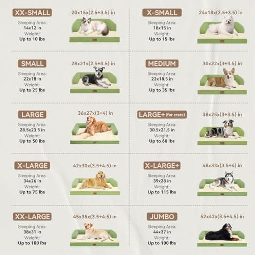 Large Dog Bed Orthopedic Washable - Removable Waterproof Cover Bed Pet - XXXL Large Big Dogs - Memory Foam - Couch Sofa with Removable Bolster - Grass Green Dog Bed - Thumbnail 3