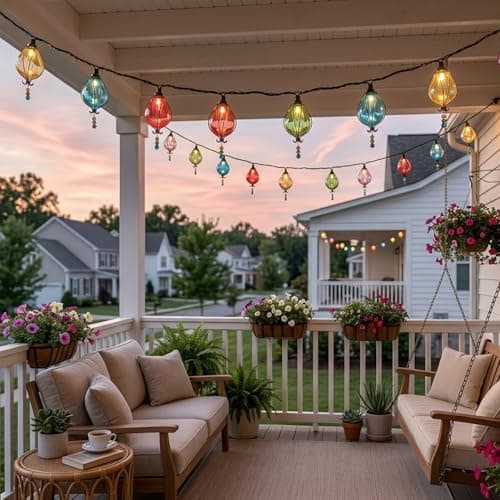 Vigdur Multicolor Outdoor String Lights with 10 Bulbs Connectable Waterproof, Indoor Outdoor Patio Light for Party Wedding Bedroom Cottagecore Decor - Thumbnail 6