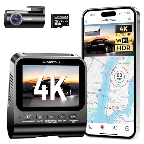 4K Dash Cam Front and Rear, WiFi6 Dash Camera for Cars, HDR Dashcam with Voice Control ADAS GPS, Night Vision, Motion Detection 24H Parking Mode, Advanced Timeline Playback APP, 64GB Card Included - Image 1