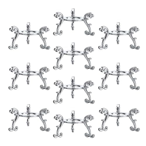 ZEERSHEE 10Pcs Silver Crystal Ball Base Display Stand Decorative Egg Stand Sphere Display Holder for Displaying 40-80mm Sphere,Globe,Balls,Egg