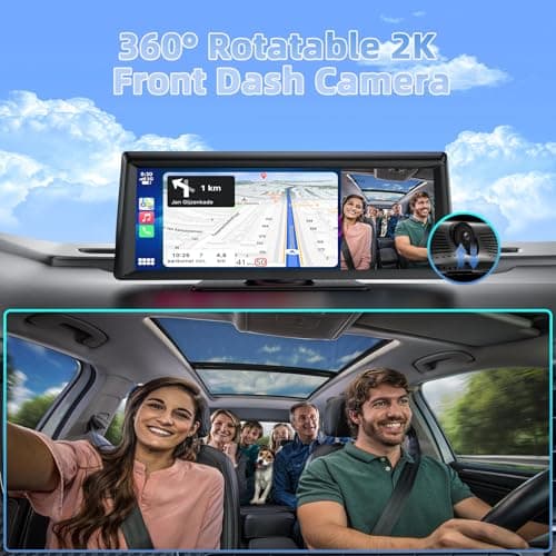 Portable Wireless Carplay Screen for Car with Dash Cam & 1080P Backup Camera, 8.1" Touch Screen Car Stereo with Apple Carplay & Android Auto, BT/FM/AUX/GPS Nav/Mirror Link/Voice Control - Thumbnail 6