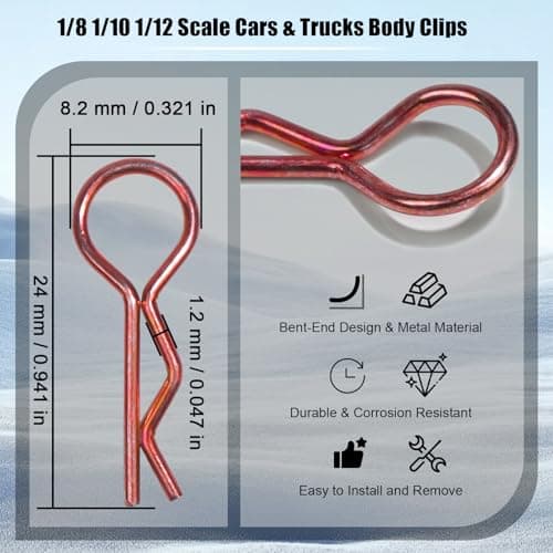 100pcs Universal RC Body Clips Pins - Compatible with Traxxas, Arrma, Redcat, Axial, HPI, HSP, Exceed, Himoto, Losi, RC4WD, Tamiya, Fits 1/8, 1/10, 1/12 Scale RC Cars, Trucks, Crawlers, Buggies - Thumbnail 2