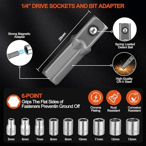 24-Piece T-Handle Magnetic Screwdriver Set, 14 CR-V Steel Bits & 9 Nut Drivers (5-13mm), Ergonomic Non-Slip Grip All-in-One Hand Tool for Household Repair, DIY & Bicycle Maintenance - Thumbnail 4