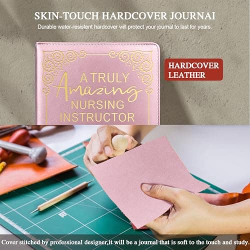 QDWXDEL Nurses Week Gifts,A5 Hardcover Leather Journal for Women - 200 Pages Premium Paper Notebook, Nurse Journal Notebook for School, Work (Nurse Pink) - Thumbnail 4