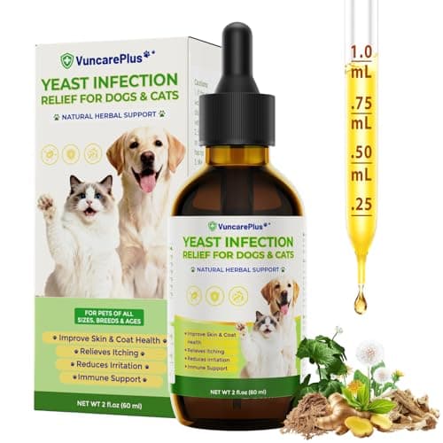 Natural Yeast Relief Drops for Dogs & Cats – 2 fl oz Herbal Ear & Skin Support for Itching, Paw Licking, Hot Spots & Odor Control – Apple Cider Vinegar & Goldenseal – Chicken Flavor Liquid Drops