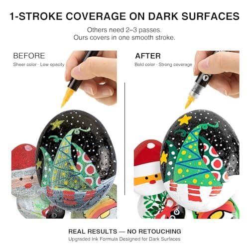 KERIFI Acrylic Paint Markers, Automatic Ink Control Markers for Rock Painting, High Coverage for Multi-Surface Wood Ceramics Metal, DIY Art Crafts Supplies, Christmas Ornaments (36 Count & 72 Colors) - Thumbnail 2