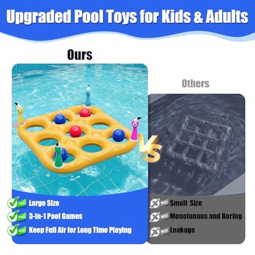Flamingo Pool Toys Games Set, 2-in-1 Giant Inflatable Tic Tac Toe Float Game & Ring Toss Game with 10 Balls & 6 Rings, Outdoor Summer Fun Beach Yard Swimming Pool Games for Adults Teens Kids 6+ - Thumbnail 5