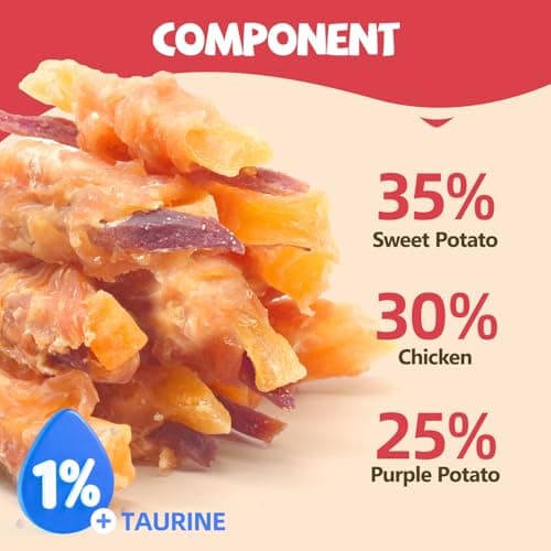 Dog Treats Chicken Wrapped Double Sweet Potato Containing 1% Taurine High-protein Dog jerky Meat Dry Dental Care Snack Suitable For Small, Medium Large Dogs For Eating Training Rewards. 14.11 Oz - Thumbnail 2