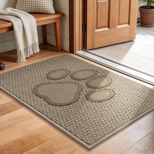 Bald Eagle Grip Dog Paw Doormats 20''x32'' for Dirty Paws, Washable Entryway Floor Rugs Dirt Trapper with TPR Backing, Absorbent Low Profile Doormat for Front Door, Hallway, Entryways, Beige - Image 1