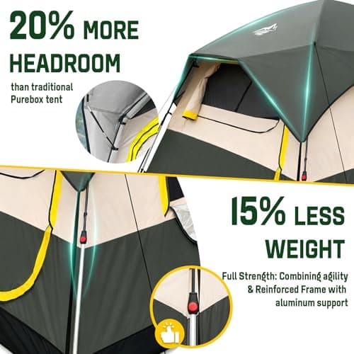 Tent 4 Person Tents for Camping - Instant Cabin Tent Setup in 50 Seconds with Rainfly & Windproof, Portable Pop Up Tents with Carry Bag for Family Outdoor Camping & Hiking - Thumbnail 4