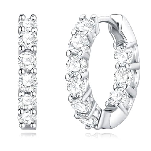 GIRIOIZ 925 Sterling Silver Huggie Earrings for Women, Hoop Earrings Filled with High-Carbon Diamond, Hypoallergenic Lightweight Jewelry Birthday Wedding Jewelry Gifts (Silver) - Image 1