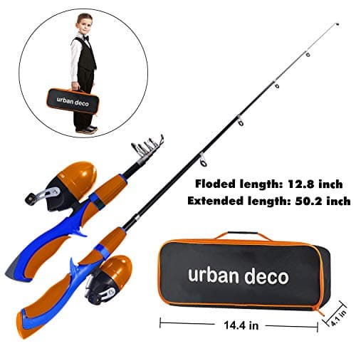 Urban Deco Kids Fishing Pole, Portable Telescopic Rod and Reel Combos Kids Fishing Rod Kit with Tackle Box for Boys,Girls,Youth,Beginner, Starter - Orange - Thumbnail 4