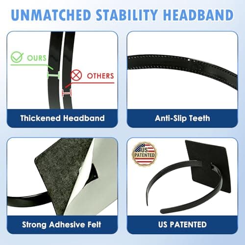 PUNCHMAN Graduation Cap Headband Insert- Black 1 Pack Firm Anti-fall Hair Band,Graduation Hat Headband Holder for Secure Grad Cap And Hairstyle,Hat Accessories for Graduates,Students,Girls - Thumbnail 4